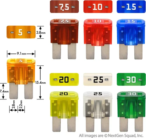 Miniatura 4 de Micro2 APT ATR 120 piezas surtidas de fusibles comerciales para automóviles (119 fusibles de hoja + extractor de fusibles) 5A 7.5A 10A 15A 20A 25A