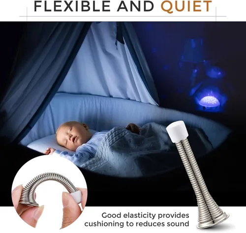 Miniatura 5 de Sadnyy 60 topes de puerta de resorte con puntas de goma a prueba de óxido, 3 pulgadas, flexible y resistente, tope de puerta de pared de resorte