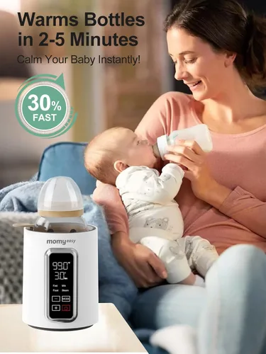 Miniatura 2 de MOMYEASY Calentador rápido de biberones de 2 minutos, calentamiento a vapor para leche materna y fórmula, se adapta a todos los biberones, control