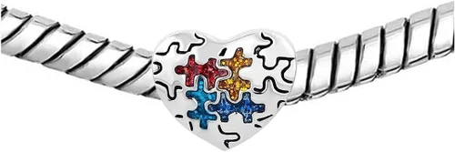 Miniatura 4 de KunBead Dijes de cuentas de corazón para autismo compatibles con pulseras Pandora, Cobre, vidrio