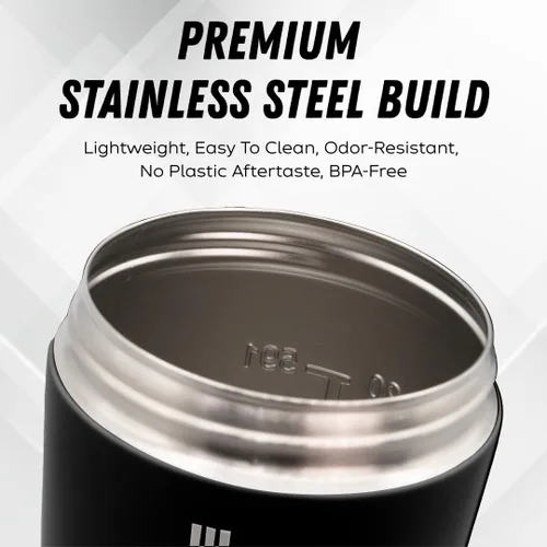 Miniatura 4 de Botella agitadora de acero inoxidable – Vaso mezclador de proteínas prémium de 27 onzas con bola batidora de alambre, botella sin aislamiento, tapa