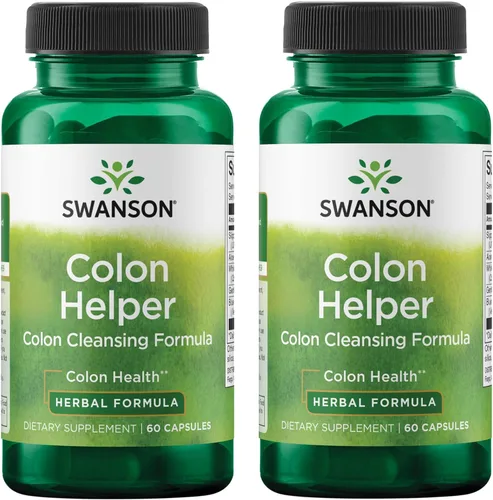 Swanson Colon Helper Suplemento digestivo de hierbas para adultos que buscan eliminaciones saludables con sello dorado, olmo resbaladizo y aloe (60