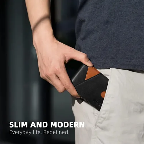 Miniatura 17 de Zitahli - Billeteras delgadas RFID para hombres, billetera de cuero flexible con clip de dinero, cartera minimalista con bolsillo frontal