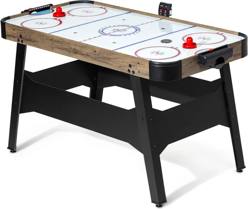 Miniatura 8 de GoSports Mesa arcade de hockey de aire de 54 pulgadas para niños y adultos, roble o negro, incluye 2 empujadores, 3 discos, motor de CA y marcador