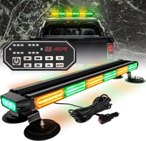 Miniatura 7 de ASPL - Barra de luces estroboscópicas de 66 cm, 126 LED, de emergencia, para techo, doble cara, con controlador, intermitente, de advertencia, luz