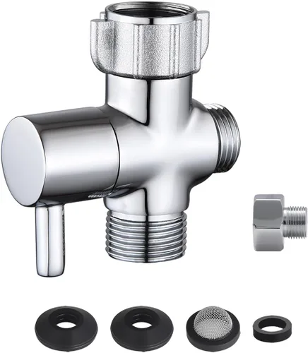 Adaptador de bidé T con válvula de cierre, válvula T de 3 vías para bidé, adaptador T de metal para inodoro de mano, 7/8 "x 7/8" × 1/2" o 3/8"