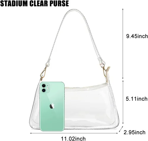 Miniatura 5 de LOXOMU Bolso transparente aprobado para estadios, bolso cruzado pequeño para mujer
