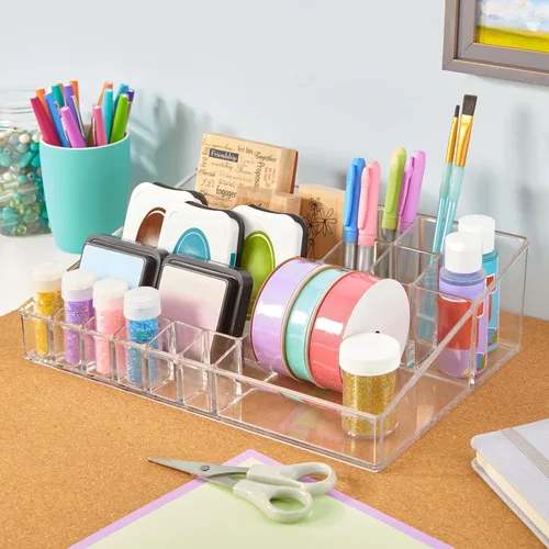 Miniatura 3 de STORi Audrey - Cajón organizador de plástico transparente apilable Organiza paletas de sombras de ojos, cosméticos y suministros de belleza en un