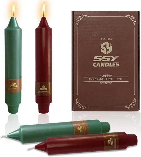 Miniatura 32 de Velas cónicas cortas de 5 pulgadas, velas sin aroma hechas a mano, juego de 4 con tiempo de combustión largo, velas retorcidas para boda, hogar