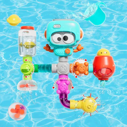 SOCBTNSO Tubo de agua de montaje de bricolaje, juguetes de baño para niños de 4 a 8 años, kit de construcción de bricolaje para edades de 5 a 7