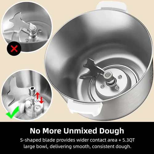 Miniatura 7 de AIZIYO DoughChief, máquina de masa de 5.3 cuartos de galón, mezclador de masa con función de fermentación, cuenco de acero inoxidable 304, tapa