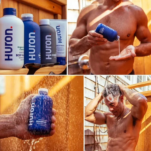 Miniatura 6 de Huron Champú para hombre Fórmula limpiadora e hidratante Aroma cítrico, enebro fresco y verduras aromáticas Fortalece el cabello Sin