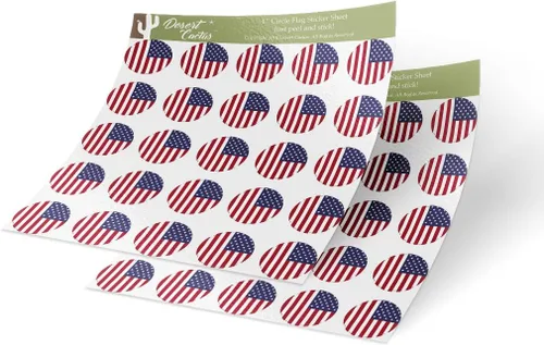 Calcomanía de vinilo con la bandera de Estados Unidos de América, 1.0 in, redondas, 2 hojas, 50 piezas en total, con logotipo de niños, álbum de