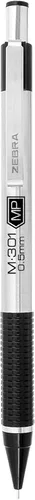 Miniatura 6 de Zebra Pen F-301 Bolígrafo retráctil, barril de acero inoxidable, punta fina, 0.028 in, tinta surtida, paquete de 4 y lápiz mecánico M-301, barril