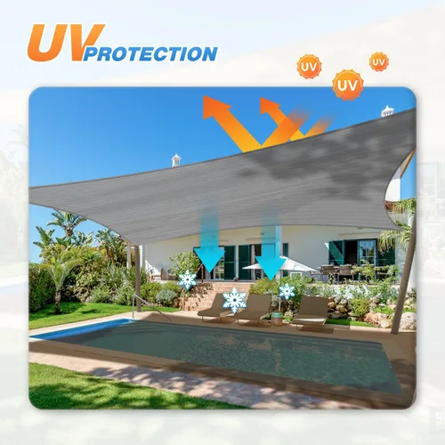 Miniatura 4 de TANG - Toldo para sol rectangular de 14' x 14', de tela, con bloqueo UV, para exteriores, toldo para patio, tela para sombra cuadrada para porche