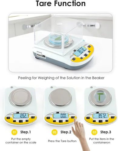 Miniatura 4 de CGOLDENWALL Báscula de laboratorio de precisión, 500 gX0.0.04 oz, balanza electrónica analítica báscula de laboratorio digital Báscula de joyería