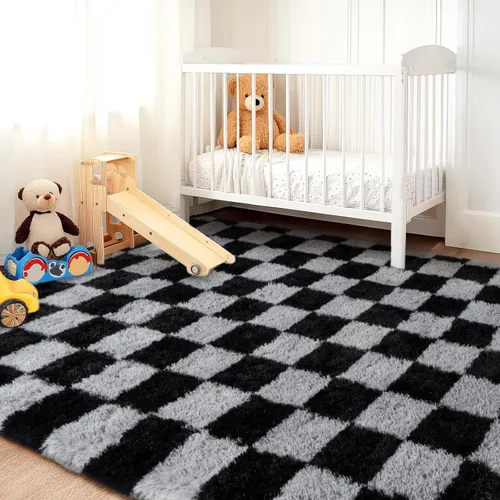 Miniatura 43 de Alfombras de área de 8x10 para sala de estar, alfombra shaggy grande ultra suave y esponjosa para dormitorio, alfombras de felpa mullida Blanco crema