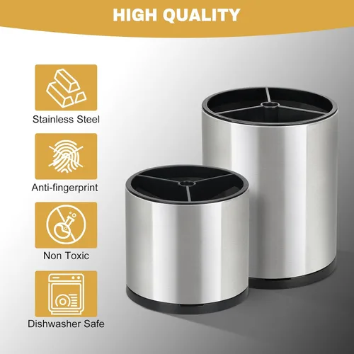 Miniatura 4 de Juego de 2 soportes para utensilios de cocina, de acero inoxidable giratorio de 360°, soporte grande para utensilios de cocina para encimera