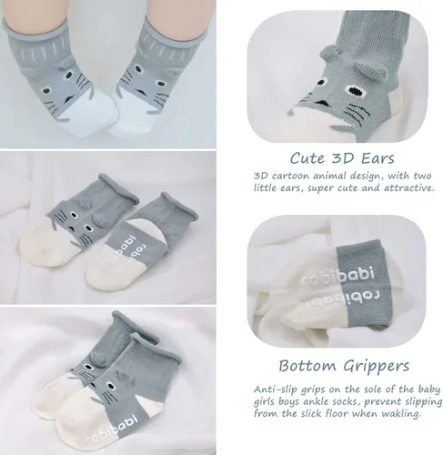 Miniatura 4 de Calcetines de bebé con agarre antideslizantes para niñas y niños pequeños calcetines de algodón para tobillo