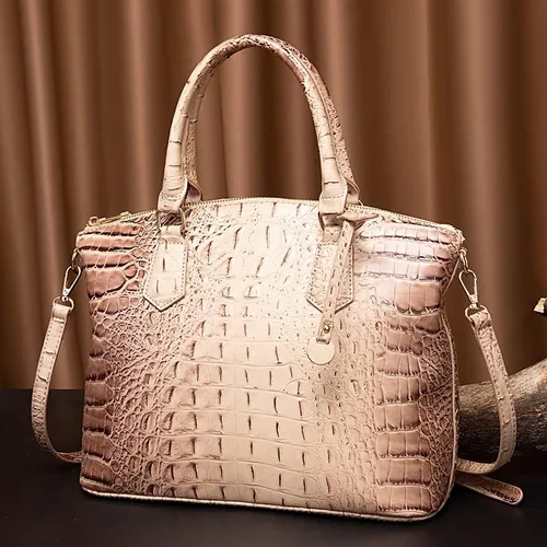Miniatura 2 de Bolso de mano para mujer, de piel vegana, patrón de cocodrilo en relieve con asa superior, bolsas grandes para hombro