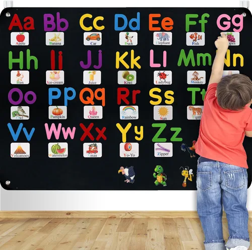 Miniatura 8 de Craftstory 130 piezas de juguetes de aprendizaje del alfabeto, letras de fieltro, tablero Montessori para niños pequeños con tarjetas didácticas