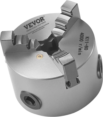 Miniatura 11 de VEVOR - Portabrocas para torno de 3 mandíbulas, 7,62 cm (80 mm), Portabrocas autocentrante, Rango de sujeción de 2-63 mm (0,08-2,48 pulgadas)