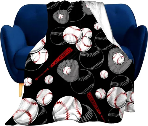 Manta de fútbol súper suave, ligera y acogedora con impresión 3D de franela de béisbol y baloncesto para fanáticos del deporte, regalos para niños y