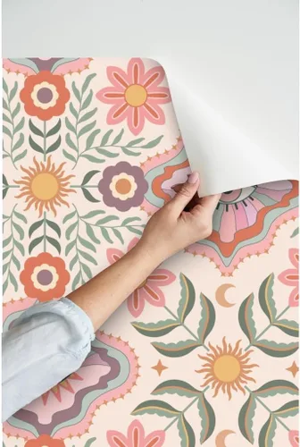 Miniatura 3 de Despegar y pegar muestra de papel tapiz – Boho Floral Retro Eyes Adolescente Femenino Adolescente Femenino Flores Bohemio Femenino Niños Sol