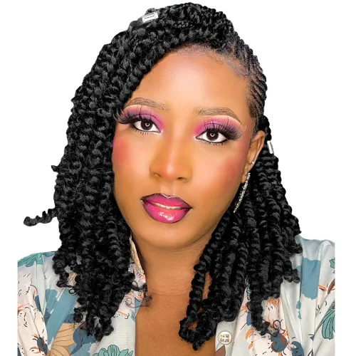Miniatura 40 de BOHOBABE Cabello de Ganchillo Pre-retorcido Passion Twist de 14 Pulgadas Cabello Corto Ombré Gris Pre-enrollado de Ganchillo Passion Twist para Gris