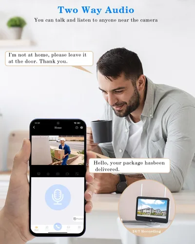 Miniatura 7 de Sistema de cámara de seguridad inalámbrica para exteriores para el hogar, ZHXINSD Juego de 4 cámaras con lente dual 6MP 10X Zoom híbrido 360°