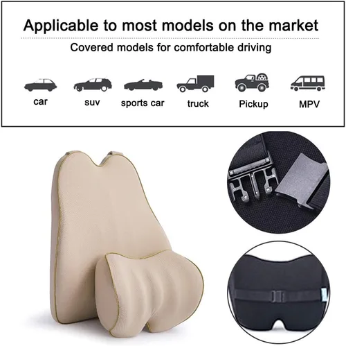Miniatura 4 de Cojín lumbar para coche, cojín de respaldo y reposacabezas para cuello de espuma viscoelástica con alivio del dolor de espalda para Mazda CX-3 CX-5