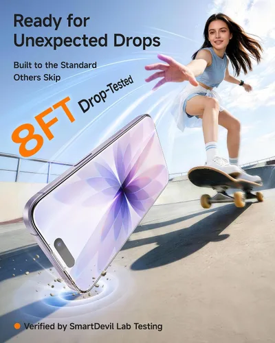 Miniatura 5 de SMARTDEVIL Paquete de 3 protectores de pantalla para iPhone 17, vidrio templado óptico transparente 9H, 2 veces resistencia a los impactos