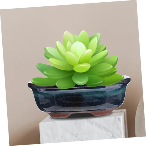 Miniatura 6 de Yardwe 2 macetas de cerámica esmaltadas para bonsái y cactus, elegantes adornos de escritorio decorativos para interiores para el año