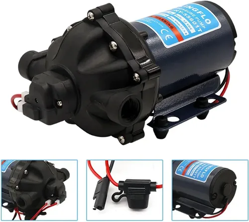 Miniatura 4 de Bomba de diafragma de agua de 12 V, 5.5 GPM, 70 PSI, bajo demanda, autocebante, bomba de agua automática de alto rendimiento para marina, RV, barco