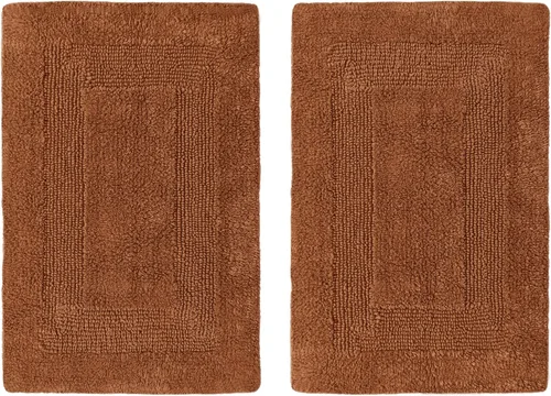 Miniatura 18 de COTTON CRAFT Lujosas alfombras de baño, juego de 2 alfombrillas reversibles y pesadas para suelo de baño, bañera y ducha, tapete de algodón puro