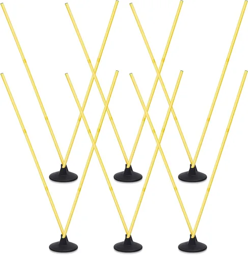 Wenqik Juego de 12 bastones de agilidad de fútbol con 6 bastones de entrenamiento, bases de fútbol, poste de velocidad desmontable, altamente