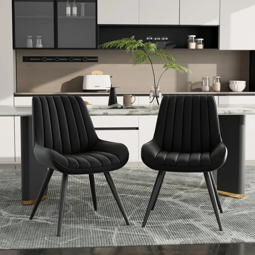 Miniatura 12 de Juego de 4 sillas de comedor modernas de mediados de siglo, tela tapizada con cojín suave, color gris claro Gris claro (tela)