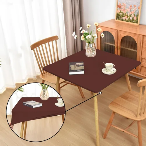 Miniatura 12 de Mantel ajustado blanco con elástico para mesas plegables de 48x48 pulgadas, manteles lavables y elásticos de elastano para mesas de cartas, manteles