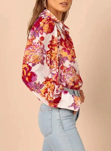 Miniatura 3 de EVALESS Blusas con botones para mujer, blusas de manga larga con estampado de moda 2023
