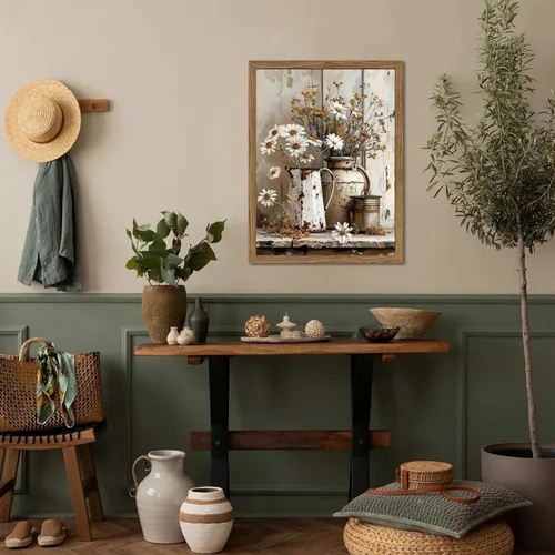 Miniatura 2 de Arte de pared campestre, cuadros decorativos de pared estilo granja, impresiones en lienzo de margaritas rústicas, pinturas de arte de regadera