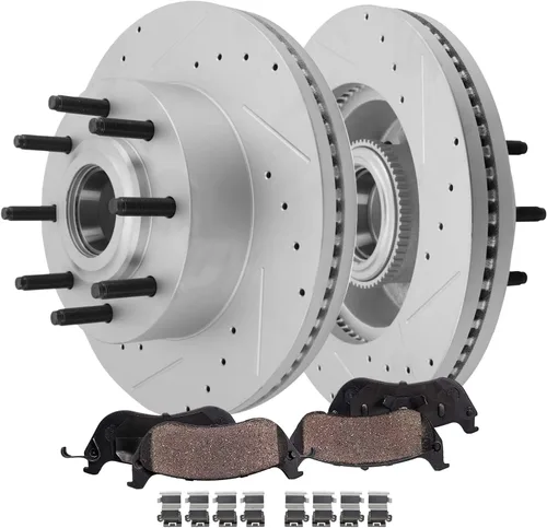 Miniatura 35 de Detroit Axle - Pinza de freno de disco delantera del lado del conductor + pastillas de freno de cerámica con repuesto de hardware para Ford F-150
