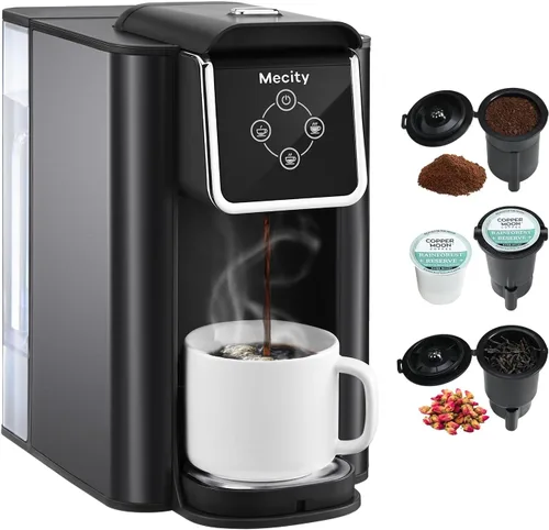 Miniatura 10 de Mecity Cafetera 3 en 1 máquina de café de una sola porción, compatible con cápsulas K Cup, cafetera de café instantáneo, tetera, taza de 6,8,10