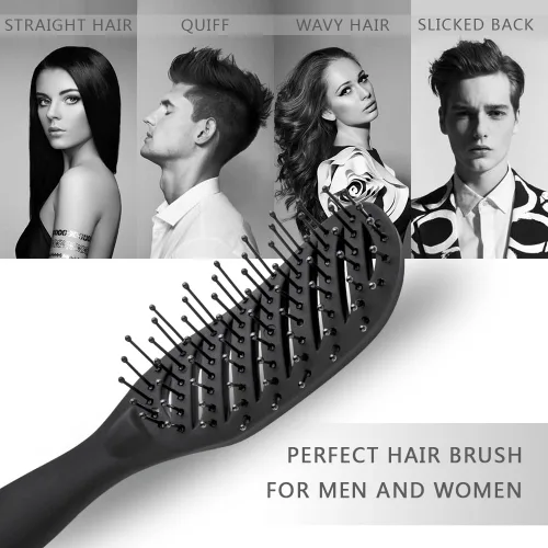 Miniatura 6 de Cepillo de ventilación curvo para secar con soplado y desenredar Solon Cepillo de cabello húmedo para cabello largo y grueso fino rizado natural