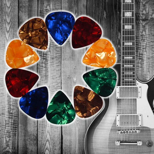 Miniatura 6 de Augshy - Púas para guitarra, paquete de 150 unidades de variedad de púas de celuloide premium, calibres delgados, medianos y pesados para guitarra