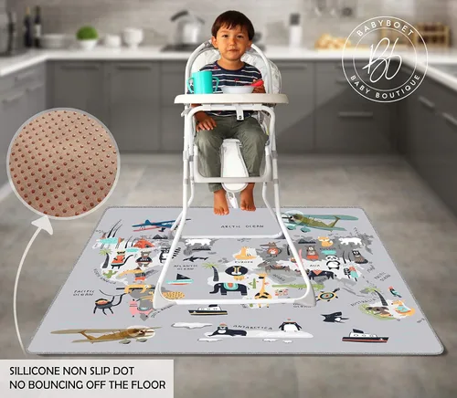 Miniatura 2 de Alfombrilla antisalpicaduras para bebé, tapete para debajo de la silla alta que protege la madera, el vinilo y la alfombra de derrames, tapete
