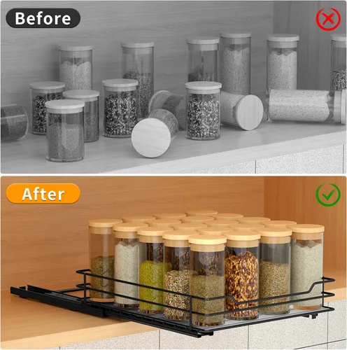 Miniatura 3 de BOIVSHI Organizador de especias extraíble para gabinete, organizador de especias deslizante resistente para armarios de cocina y despensa, se adapta