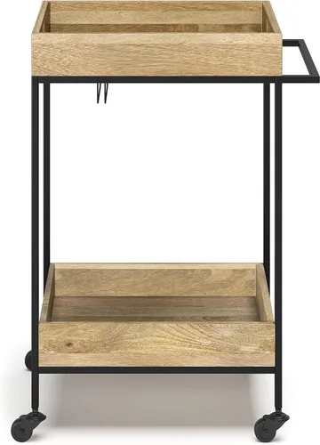 Miniatura 6 de SIMPLIHOME Simons - Carrito de barra de madera maciza de mango de 24 pulgadas de ancho, color natural, para sala de estar, comedor y cocina