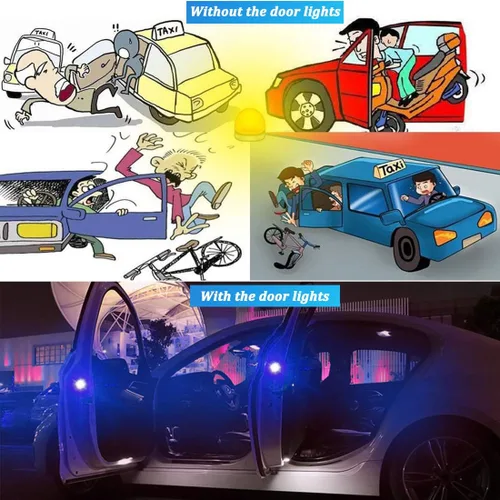 Miniatura 4 de luz de aviso LED universal inalámbrica para puerta de auto, luz LED impermeable contra colisión trasera, 2 unidades, Azul