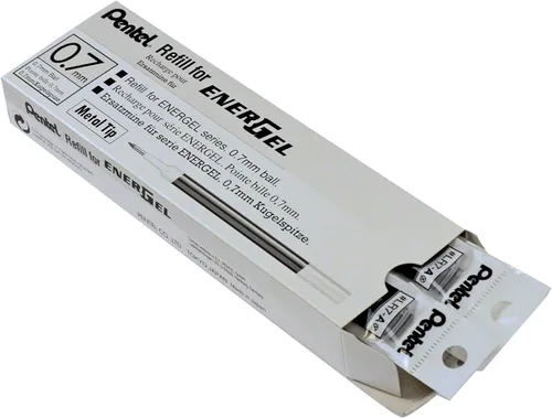 Miniatura 2 de Pentel - Tinta de recarga para bolígrafo de gel líquido EnerGel, (0.7mm), punta de metal, tinta negra, caja de 12 (LR7-A)
