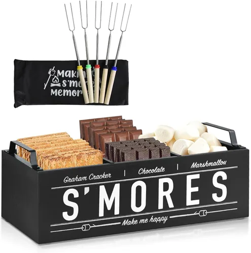Estación de S'Mores, Carro de S'Mores de Granja con Asas, Kit de S'Mores para Hoguera Caja de Fabricación de S'Mores, Estación de Barra de S'Mores